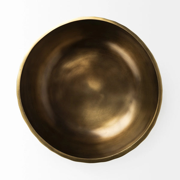 Antiqued Brass Hammered Artisan Round Centerpiece Bowl – 11 Handmade Decorative Aluminum Bowl – view 3