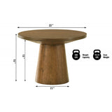 22" Round Wood End Table with Pedestal Base – Walnut