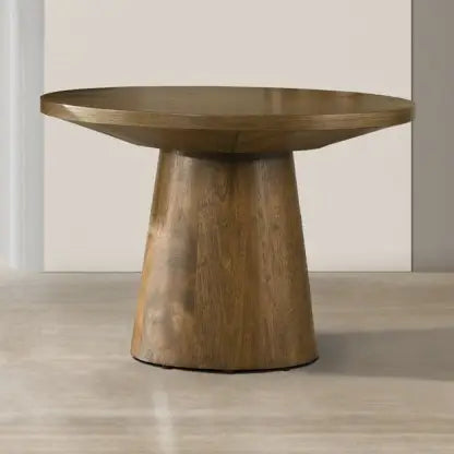 22" Round Wood End Table with Pedestal Base – Walnut