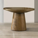 22" Round Wood End Table with Pedestal Base – Walnut