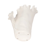 A white ceramic planter with a fluted, organic shell-like rim and a cylindrical base featuring four small drainage holes, shown on a solid white background. Callista Home