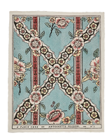Hand-painted Guirlandes de Fleurs 1A French domino paper on handmade rag paper by Antoinette Poisson.