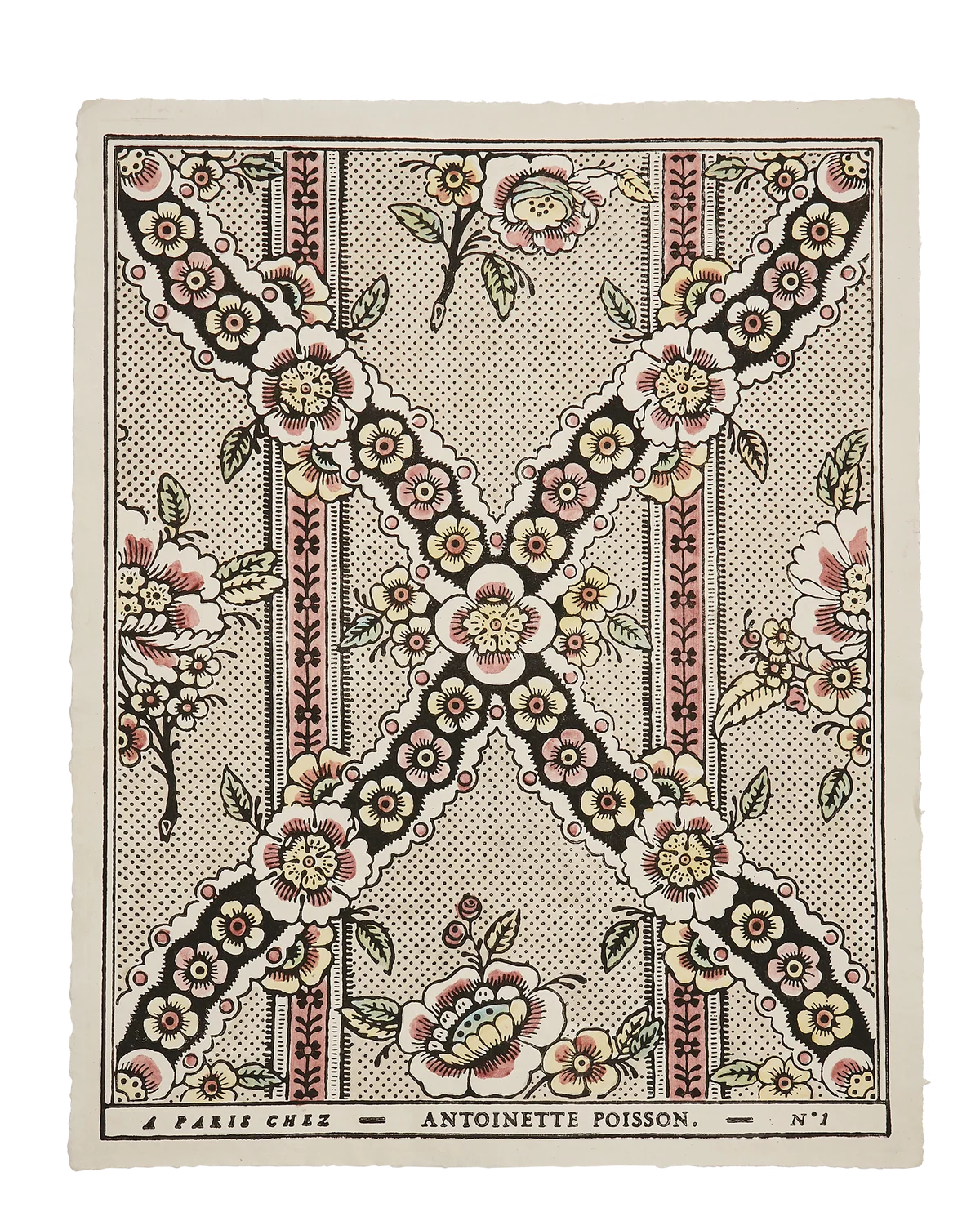 Domino Paper – Guirlandes de Fleurs 1B | Hand-Painted Decorative Paper