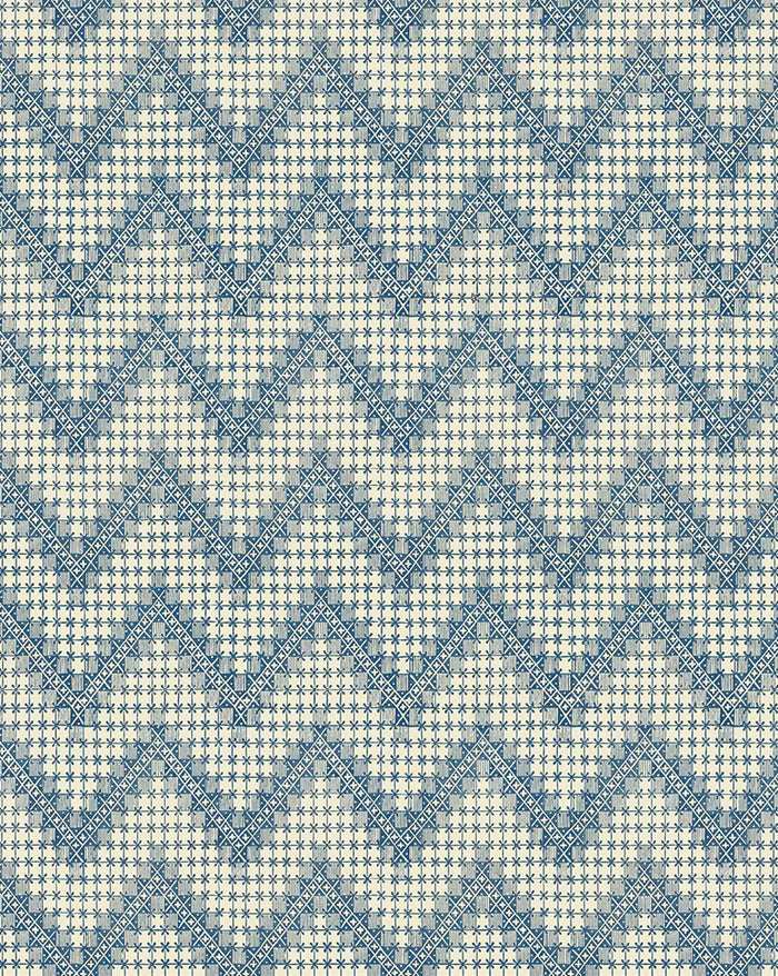 Points de Hongrie 32A French Geometric Wallpaper – Blue Historic Design