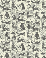 Crépuscules Noir & Blanc wallpaper panel by Antoinette Poisson featuring a dramatic black and white French decorative pattern.