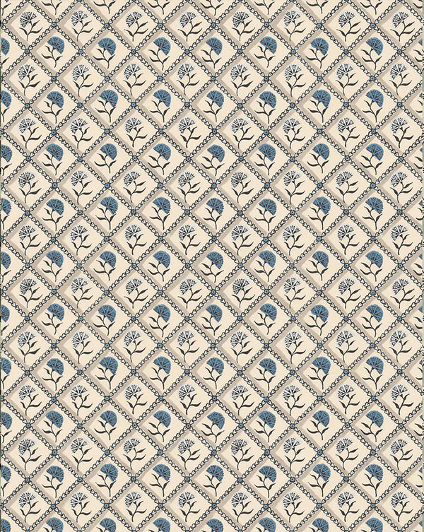 Treillage Wallpaper Panel 53B by Antoinette Poisson featuring a classic French lattice pattern inspired by 18th-century decorative papers.