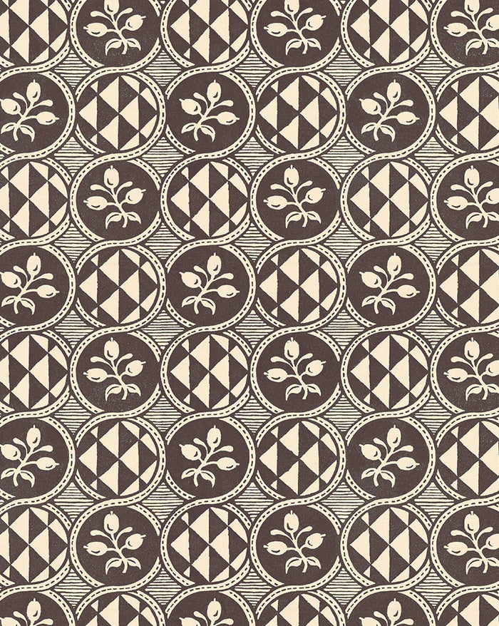 Olives 55B French Botanical Wallpaper – Brown & Green Historic Design